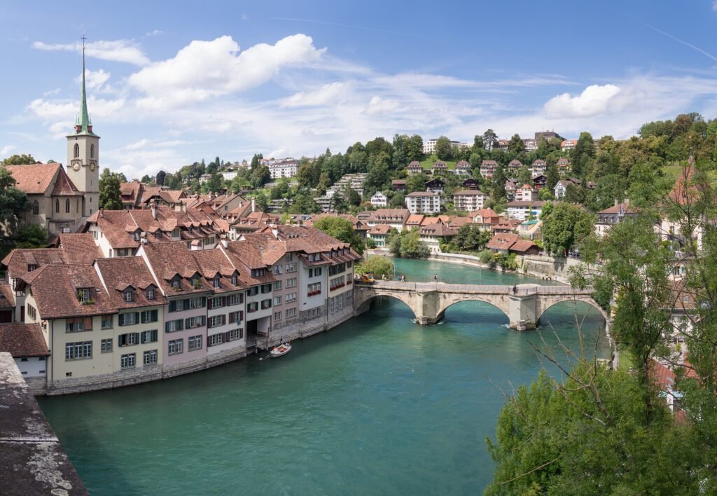 Bern Old City beside the Aare river with Untertorbrücke