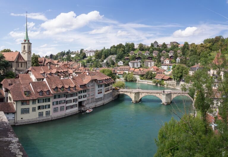 Bern Old City beside the Aare river with Untertorbrücke