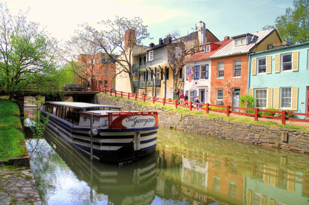 C&O Canal and historic buildings in Georgetown Washington DC