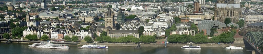Cologne Old Town waterfront and Rhine promenade