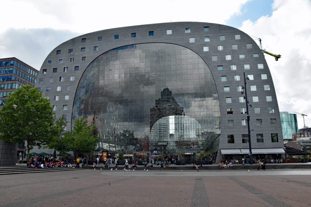 Markthal Rotterdam exterior facing the broad plaza at Blaak
