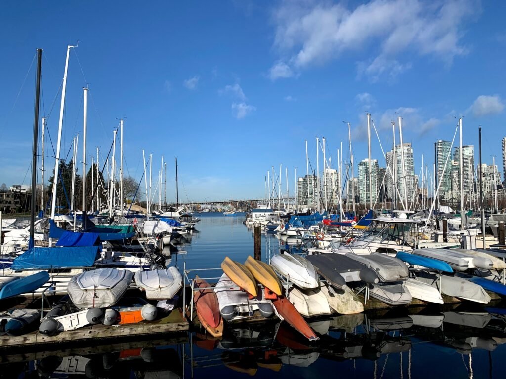 False Creek seawall and marina near Leg-in-Boot Square in Vancouver
