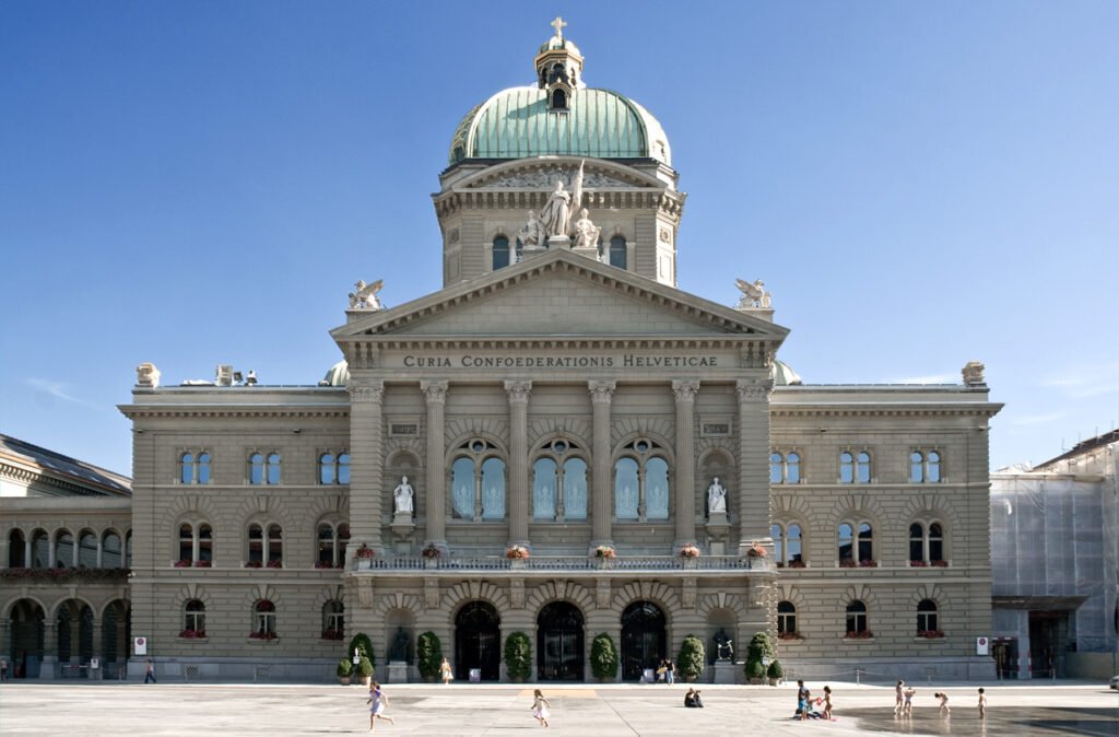 Federal Palace of Switzerland facing Bundesplatz in Bern