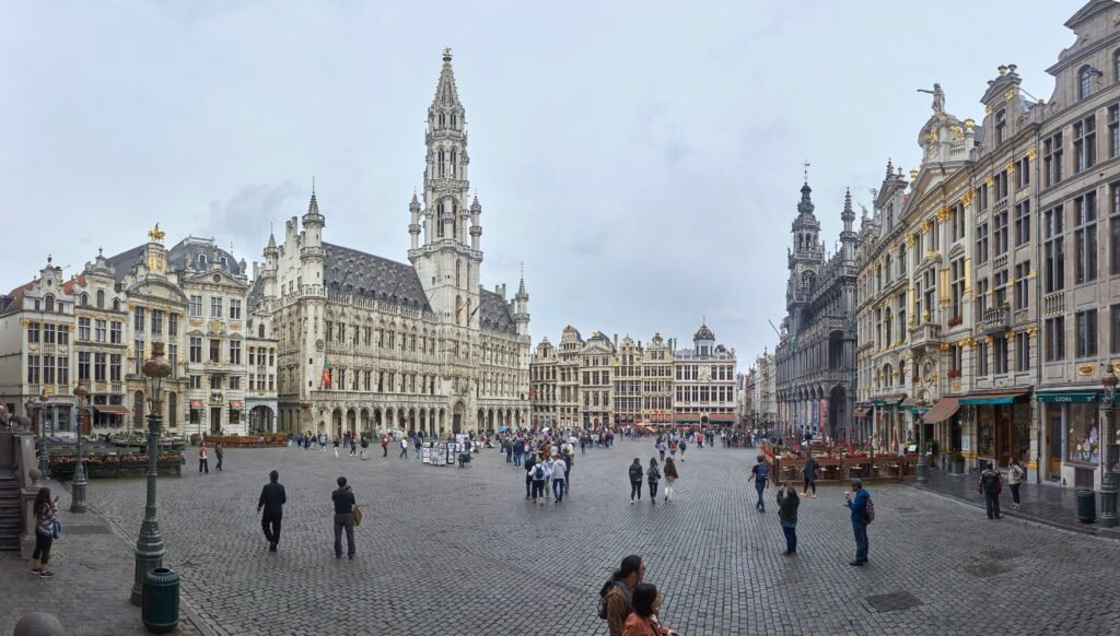 Grand-Place in Brussels surrounded by historic guildhall facades
