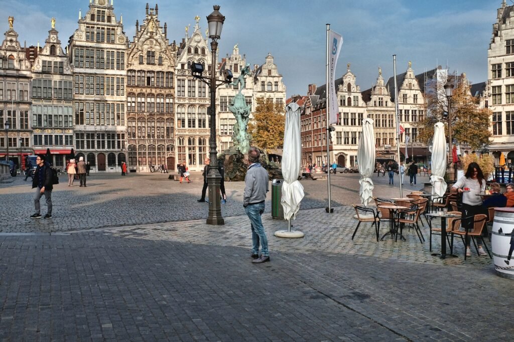 Grote Markt in Antwerp with guild houses and Brabo Fountain
