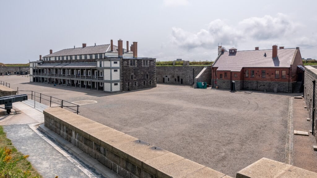 Historic buildings and parade ground inside Halifax Citadel