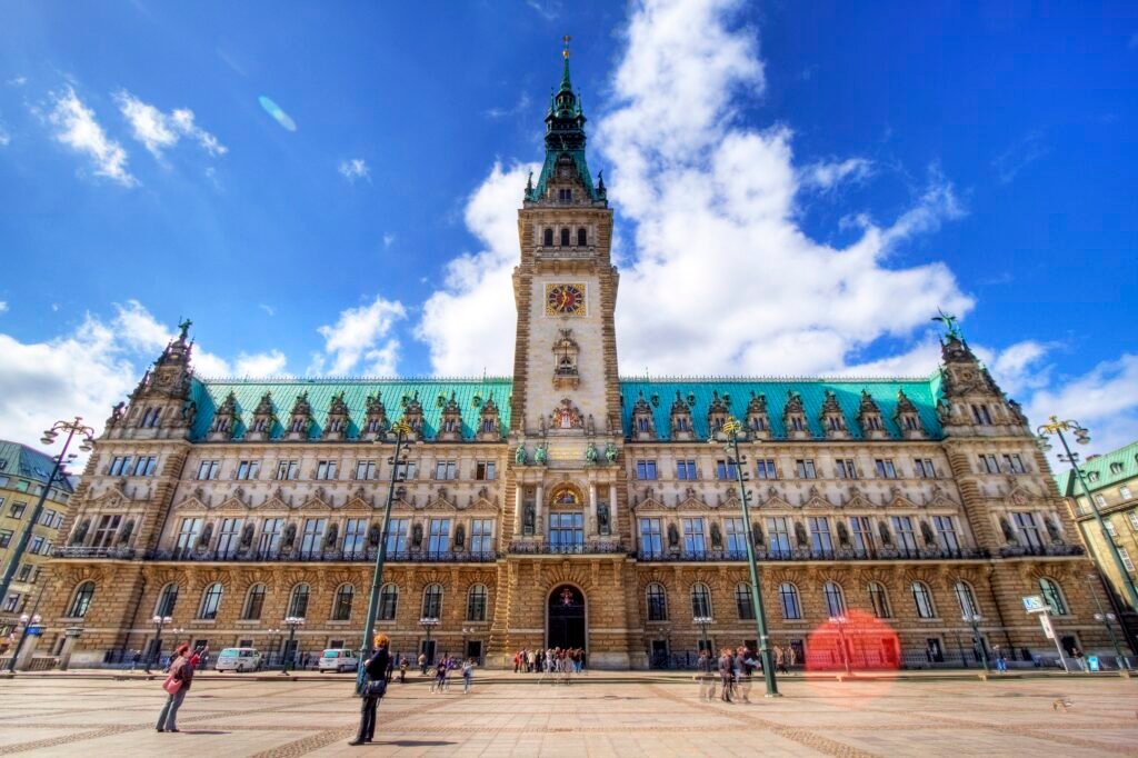 Hamburg City Hall facing Rathausmarkt in the city center