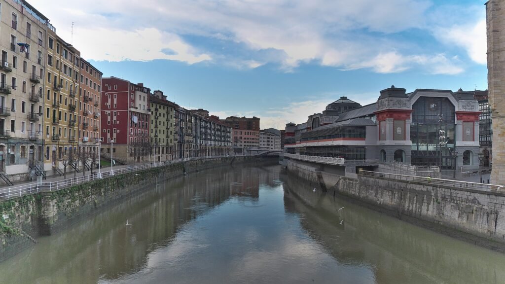 Mercado de la Ribera on the river edge in Bilbao Casco Viejo