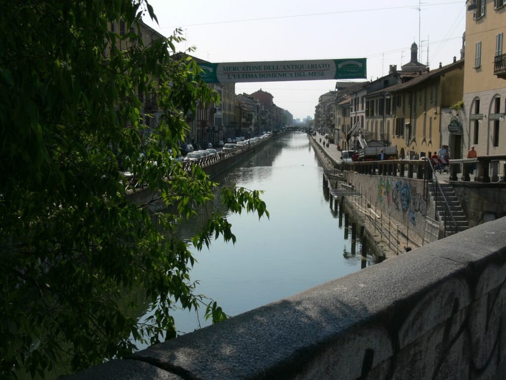 Naviglio Grande canal near Darsena in Milan