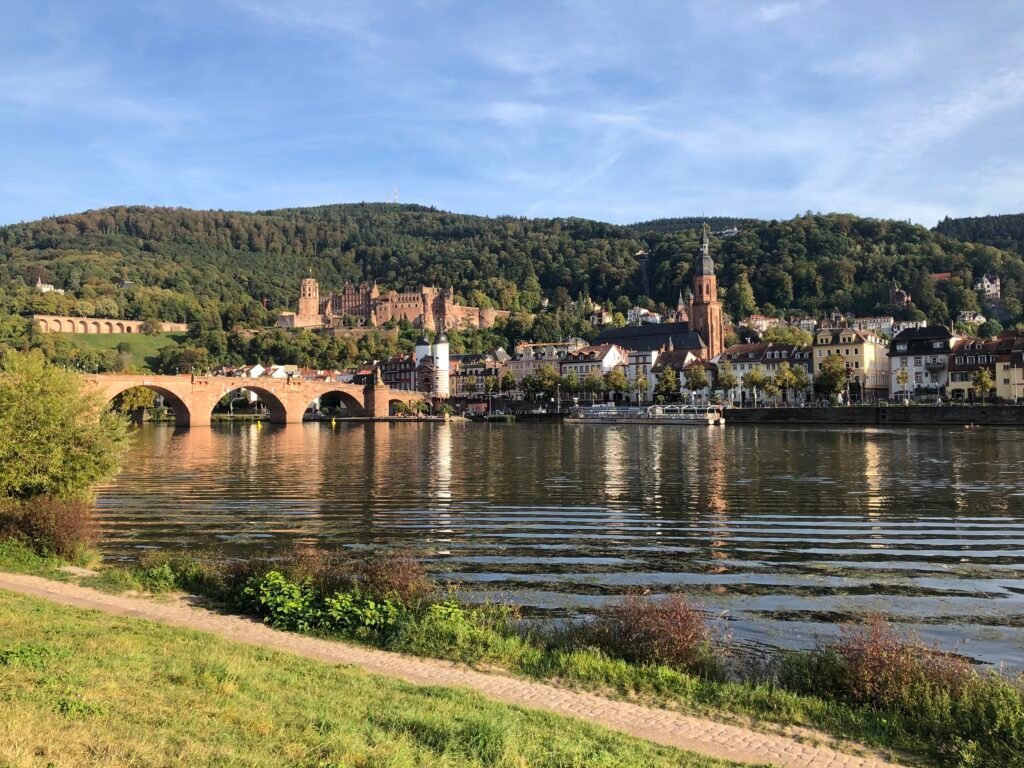 Heidelberg Old Bridge across the Neckar with Heidelberg Castle above the Old Town
