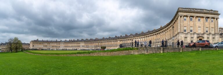 Royal Crescent in Bath seen across its broad lawn