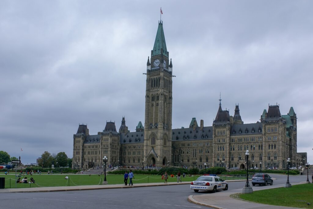 Parliament Hill and Centre Block in downtown Ottawa