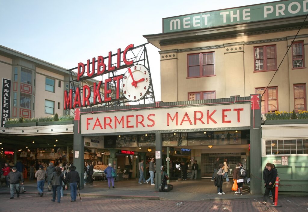 Pike Place Market buildings in downtown Seattle