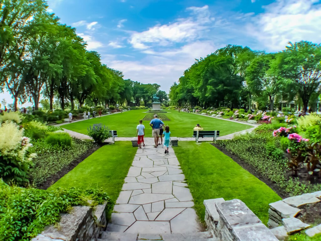 Walking paths and lawns on the Plains of Abraham in Quebec City