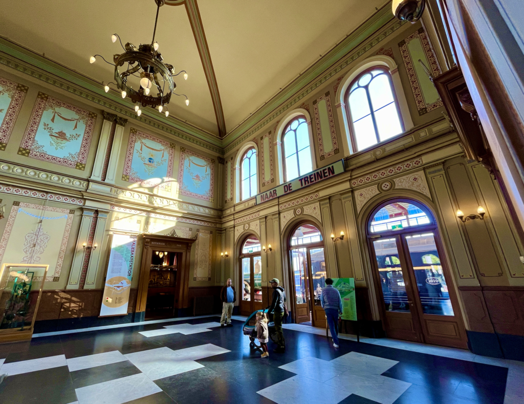 Historic station hall inside the Railway Museum in Utrecht