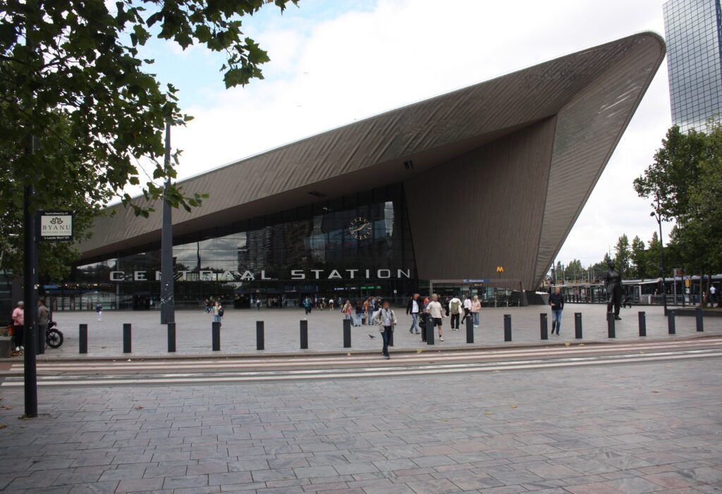 Front entrance and forecourt of Rotterdam Centraal station
