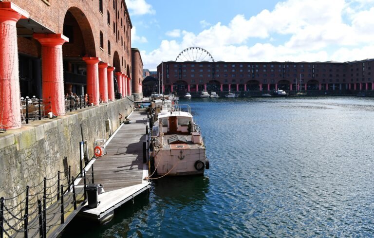 Royal Albert Dock waterfront and historic brick warehouses in Liverpool
