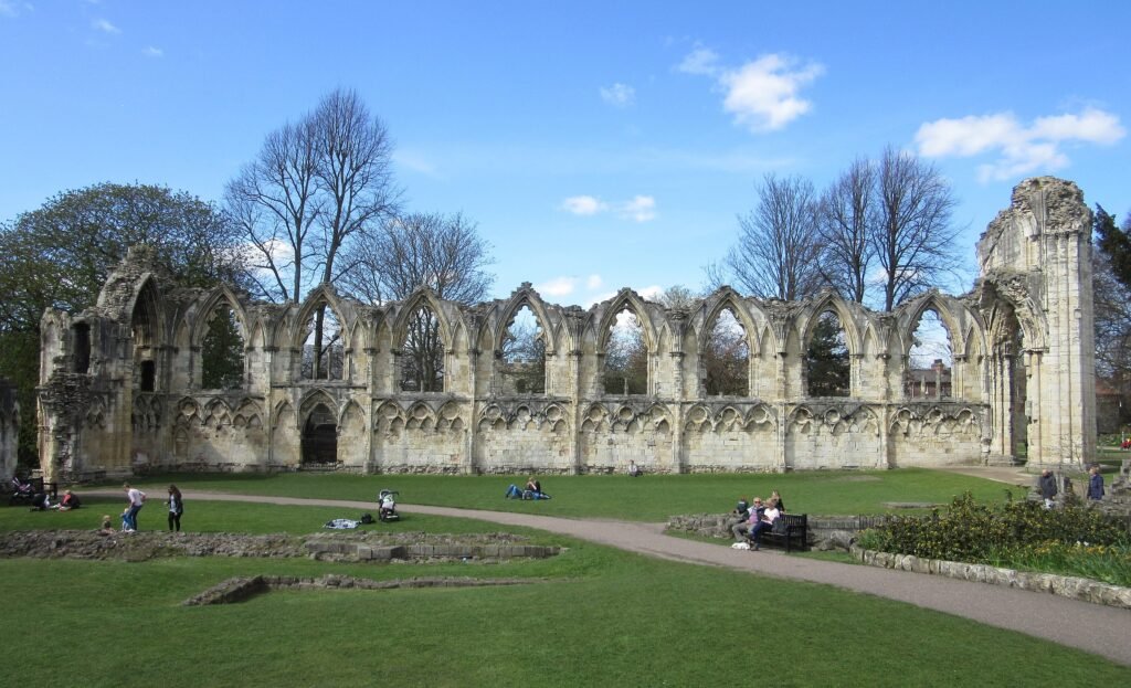 St Mary’s Abbey ruins across the lawns of York Museum Gardens