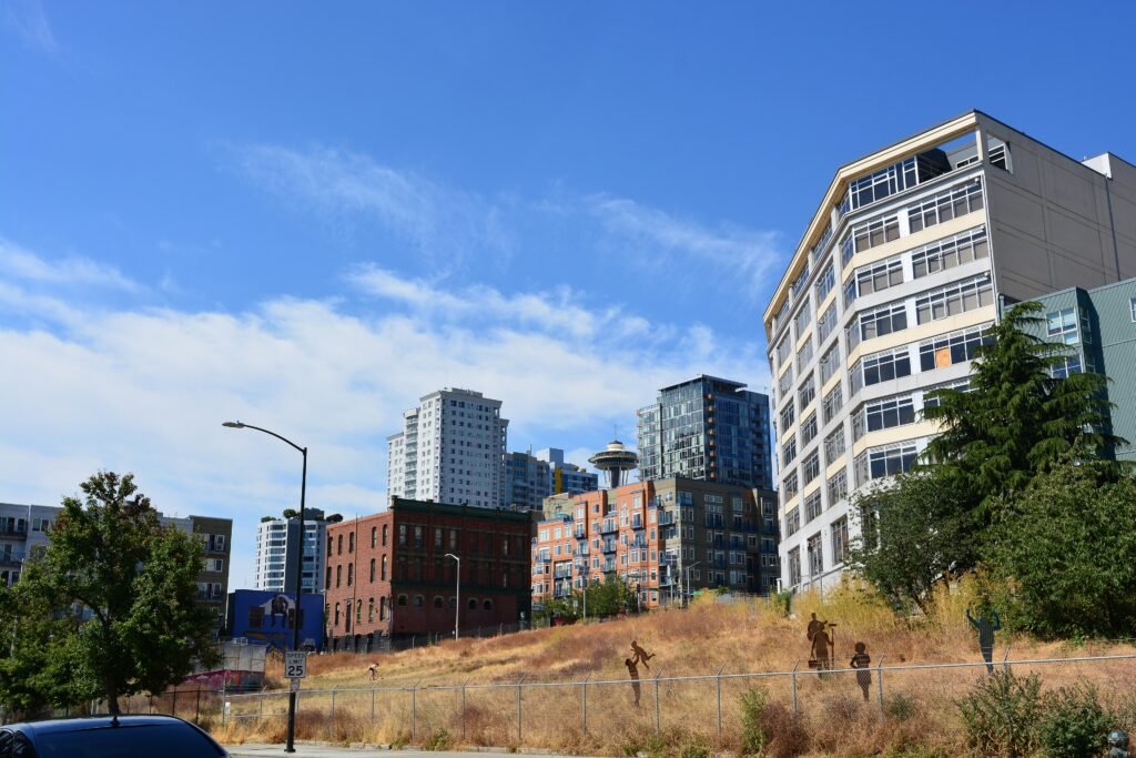 Space Needle rising above Belltown in Seattle