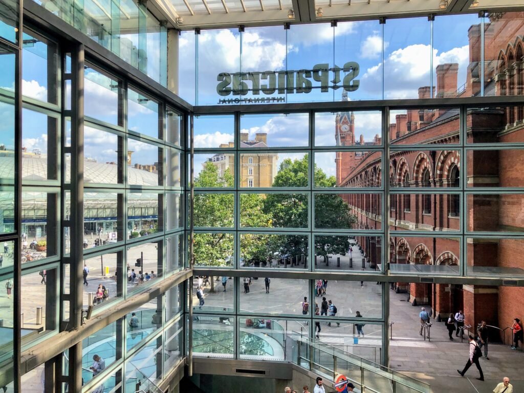 Interior concourse of St Pancras International station in London
