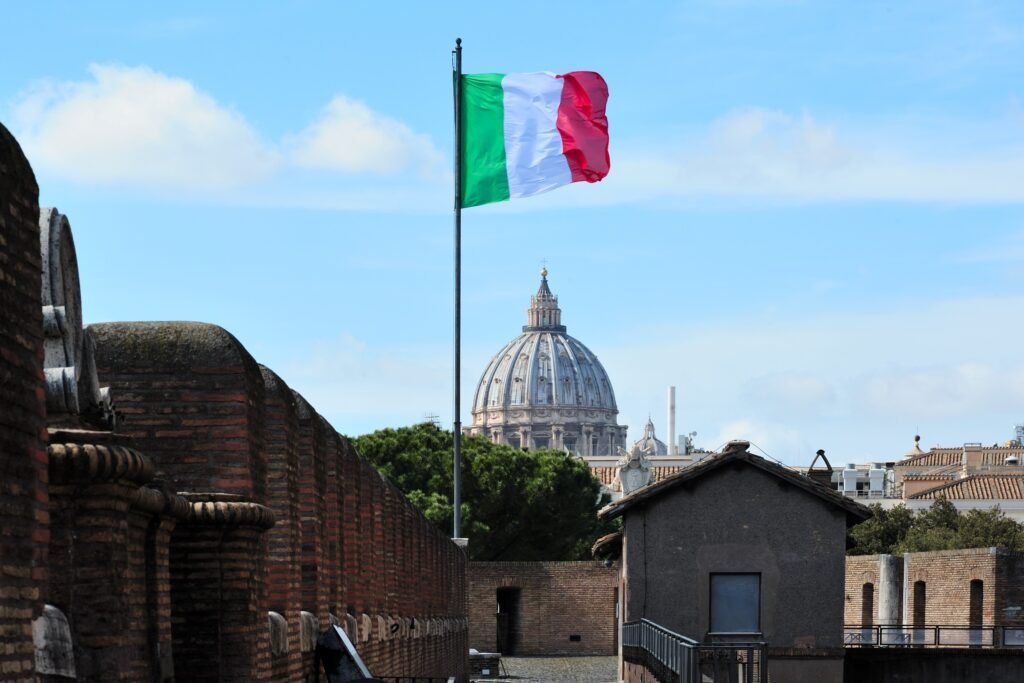 St Peter’s Basilica seen from Castel Sant’Angelo in Rome