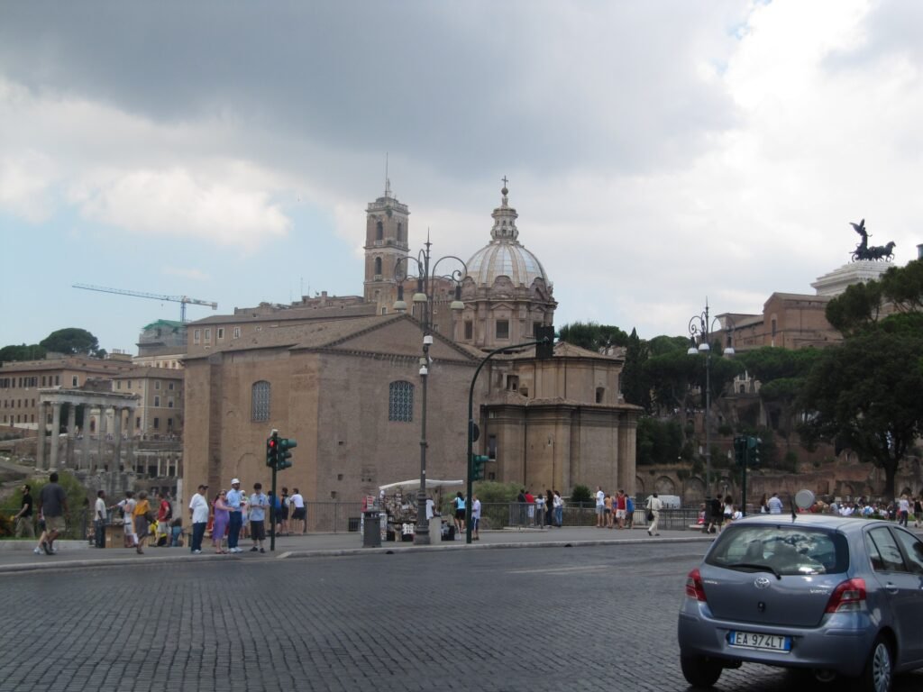 Via dei Fori Imperiali and ancient ruins in Rome