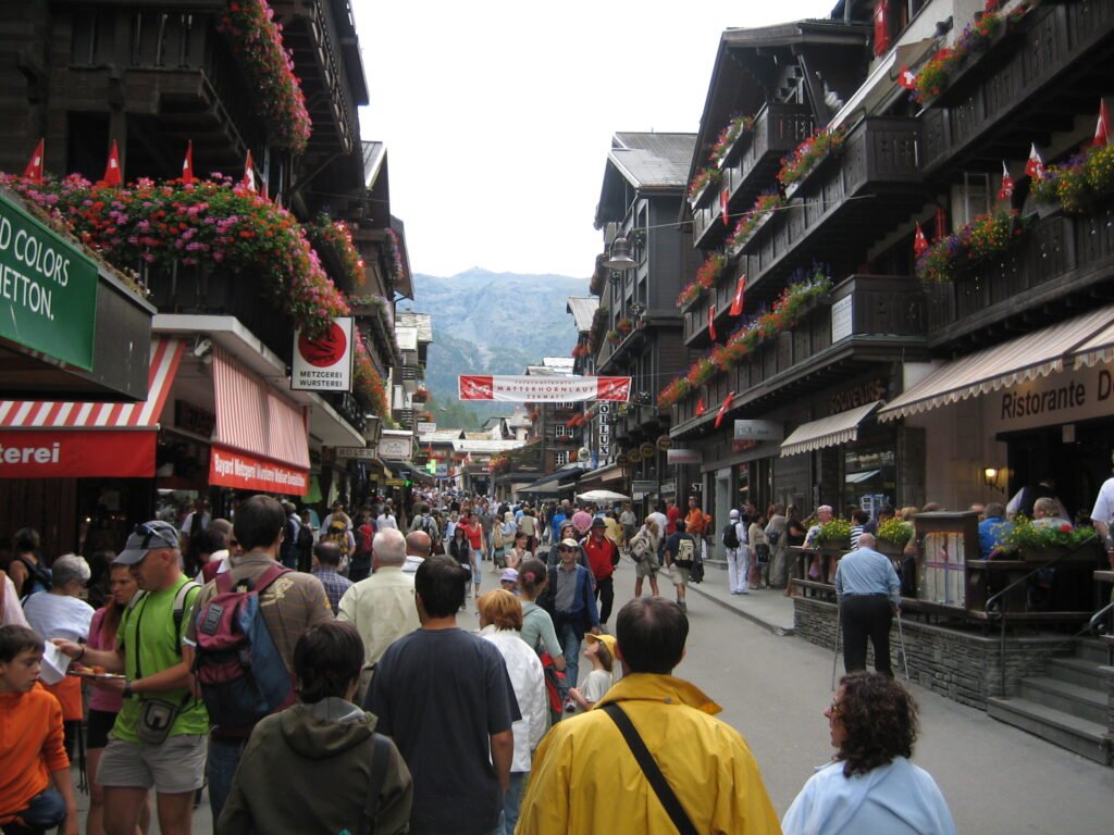 Pedestrian-oriented village street in Zermatt