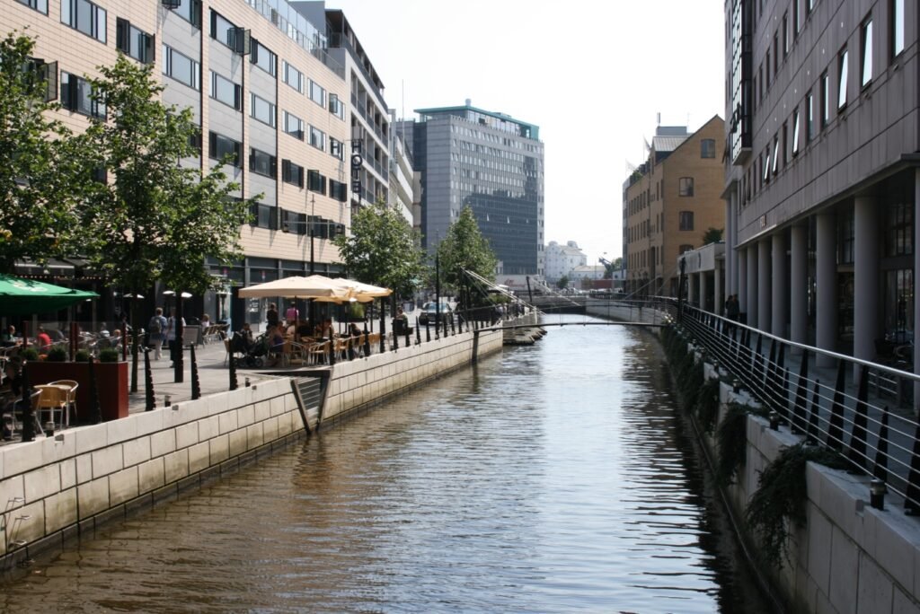 Aarhus Å running through Åboulevarden in central Aarhus