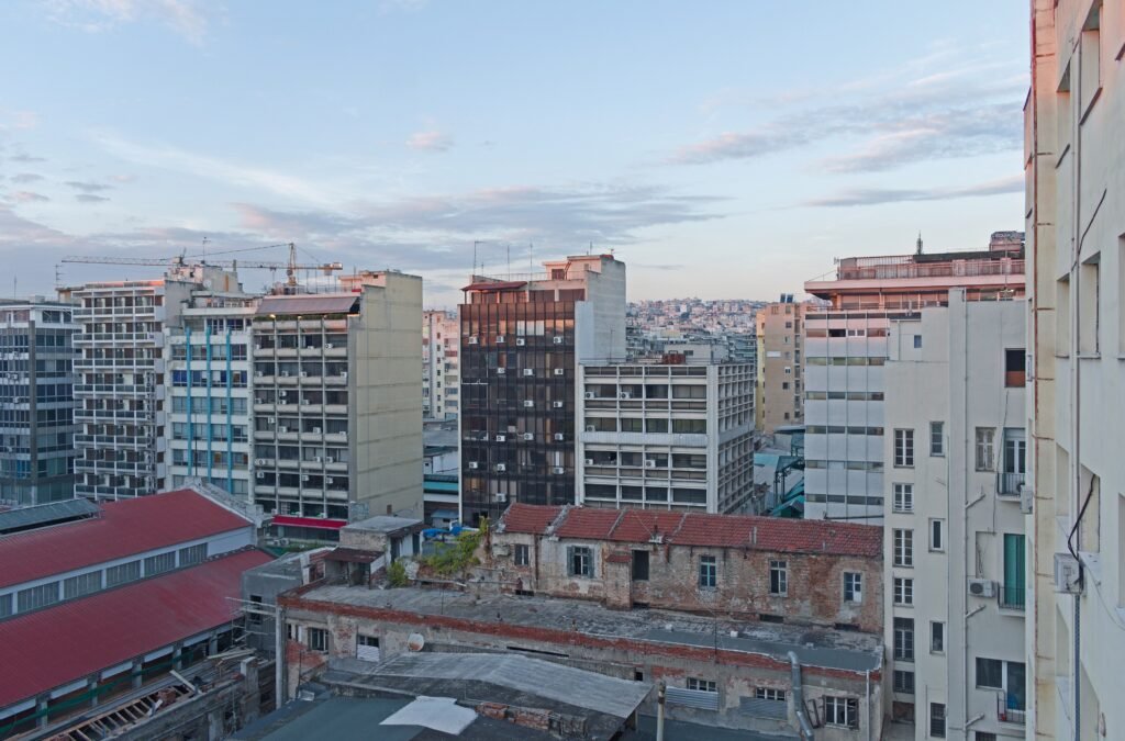 Agora Modiano market building in central Thessaloniki viewed from above