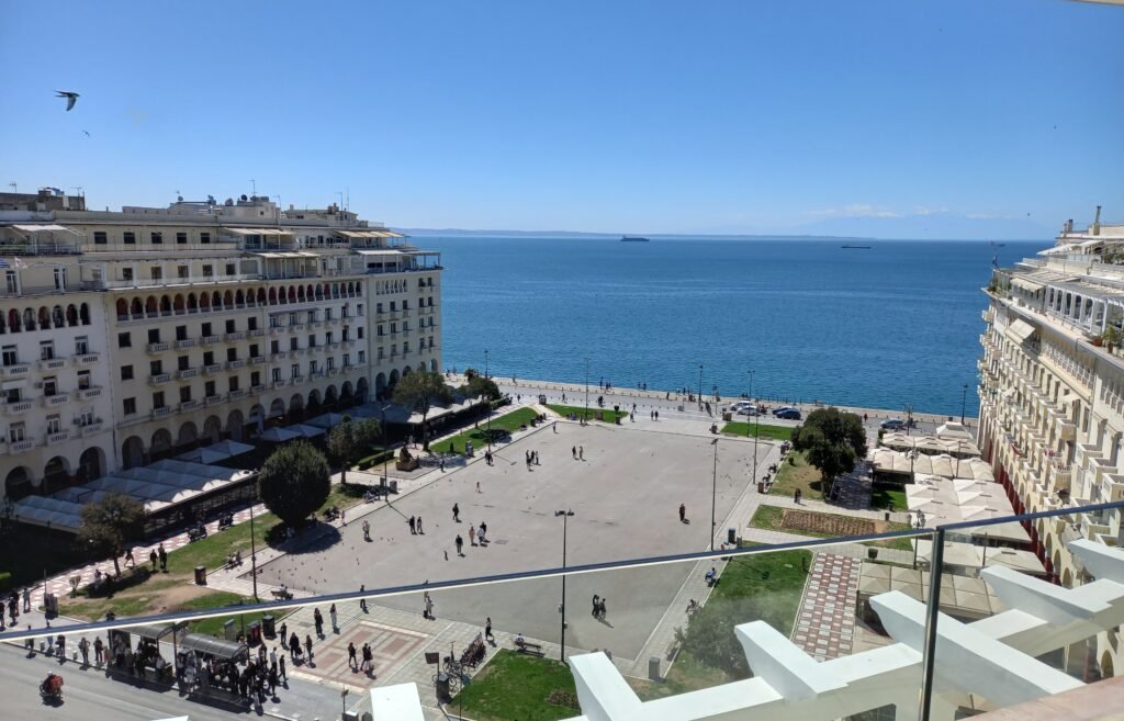 Aristotelous Square in central Thessaloniki opening toward the waterfront