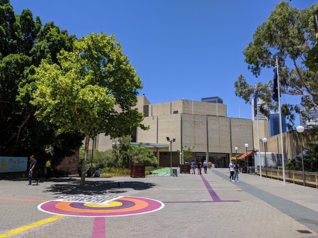 Pedestrian space outside the Art Gallery of Western Australia in Perth Cultural Centre