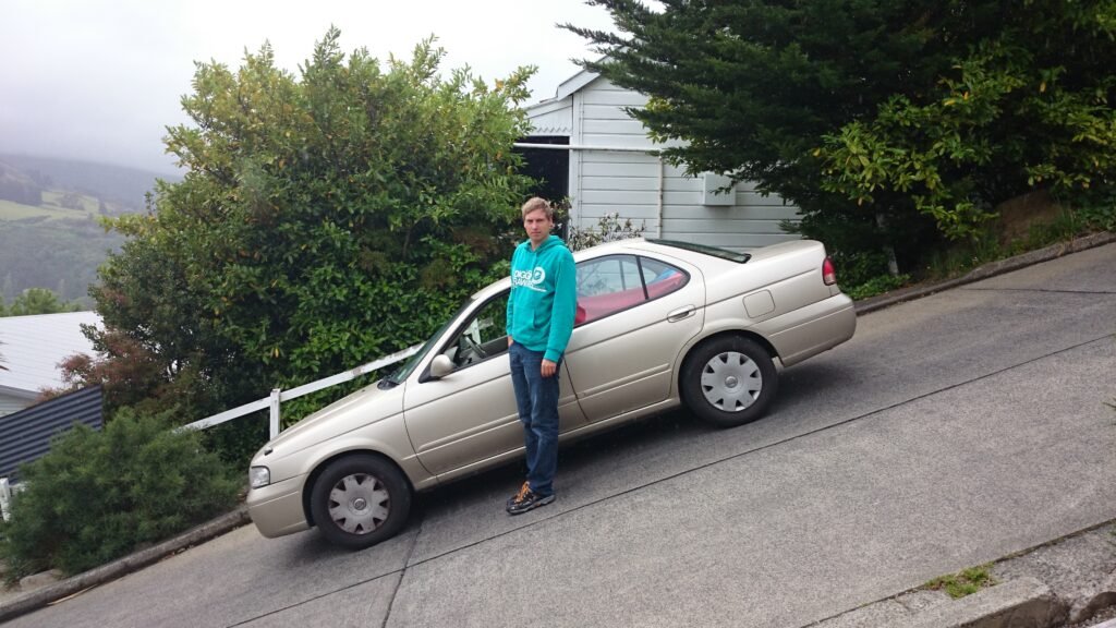Steep residential slope of Baldwin Street in Dunedin’s North East Valley