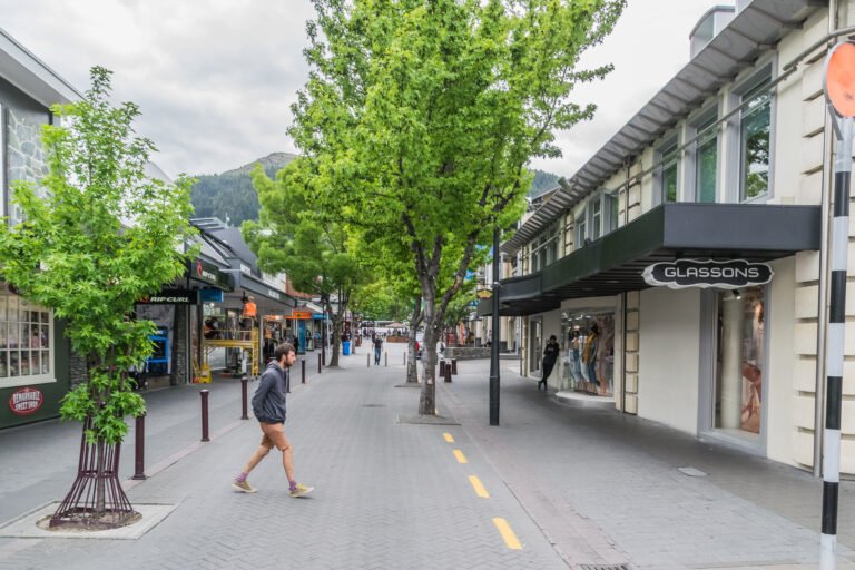 Pedestrian-oriented Beach Street in central Queenstown, New Zealand