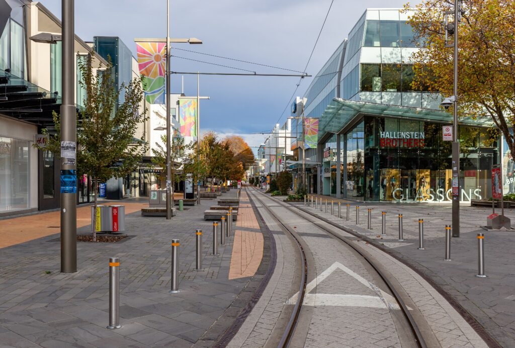 Pedestrian-friendly Cashel Street in central Christchurch, New Zealand