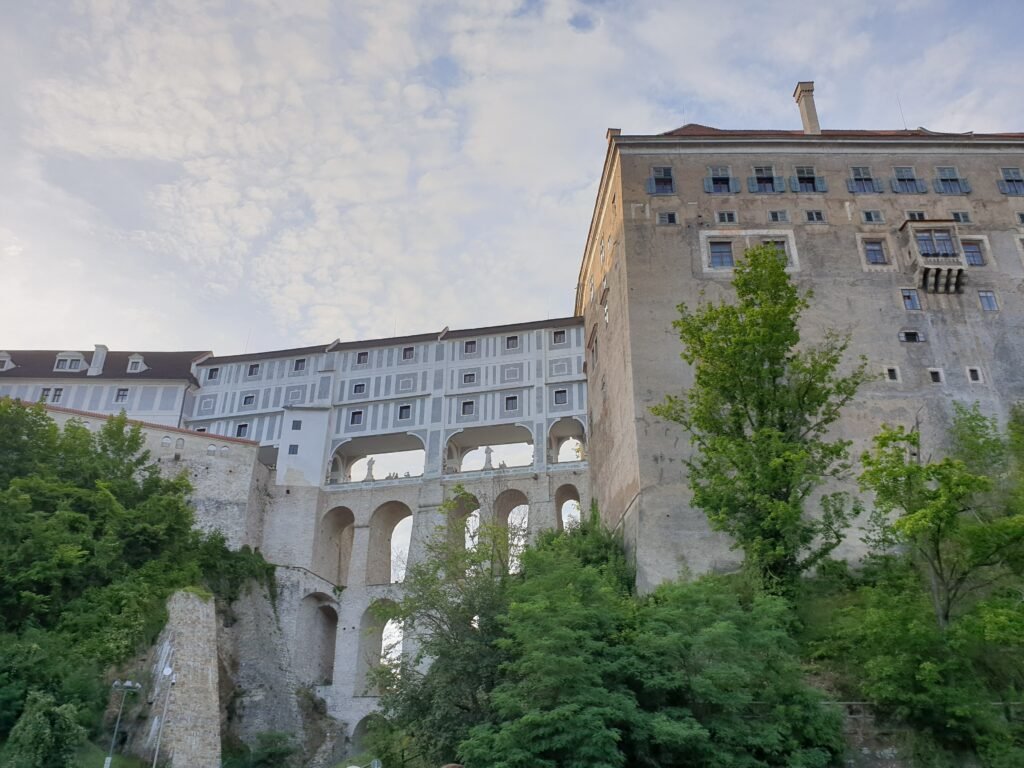 Cloak Bridge linking the elevated sections of Český Krumlov Castle