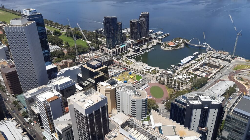 Elizabeth Quay and central Perth viewed from above