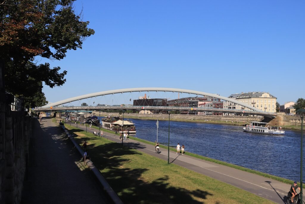 Father Bernatek Footbridge crossing the Vistula between Kazimierz and Podgórze