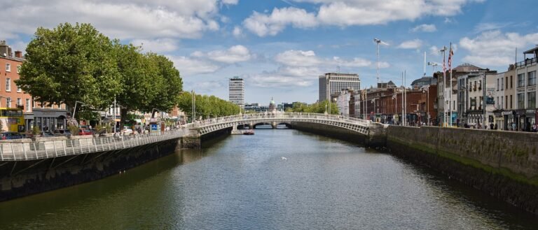 Ha’penny Bridge crossing the River Liffey in central Dublin