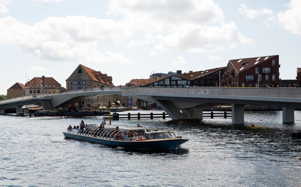Inner Harbour Bridge crossing Copenhagen harbor between Nyhavn and Christianshavn