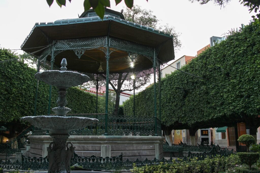 Trees, paths and benches in Jardín de la Unión in Guanajuato