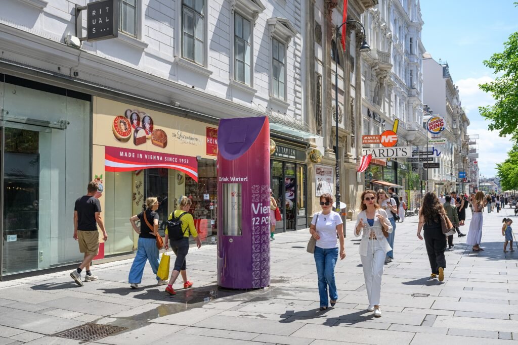 Pedestrians walking along Kärntner Straße in central Vienna