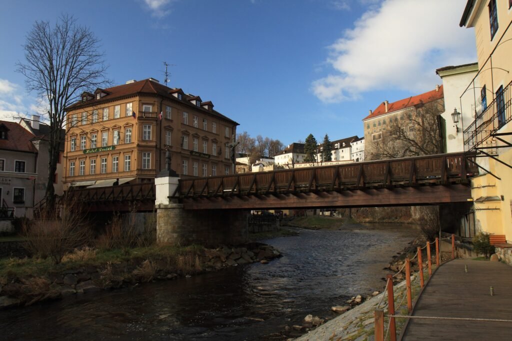 Lazebnický pedestrian bridge over the Vltava in Český Krumlov
