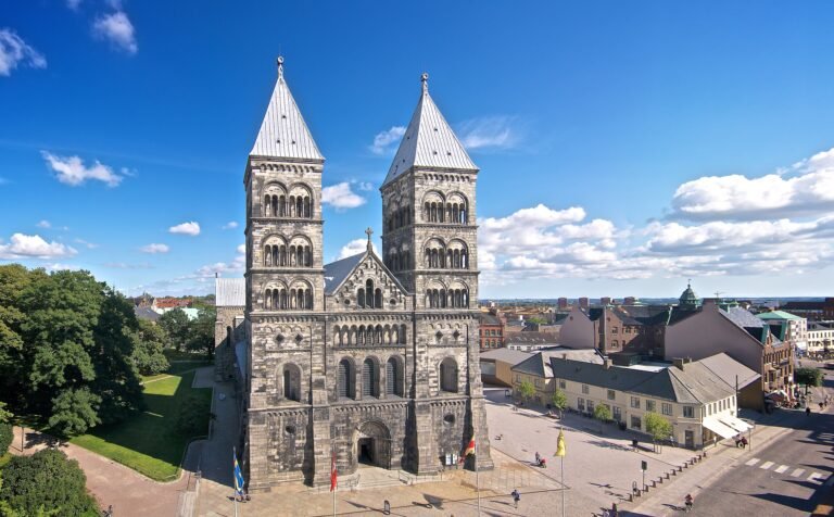Lund Cathedral beside Lundagård in central Lund
