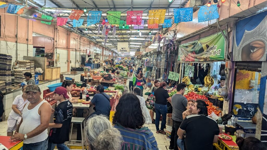 Street scene at Mercado Lucas de Gálvez in central Mérida