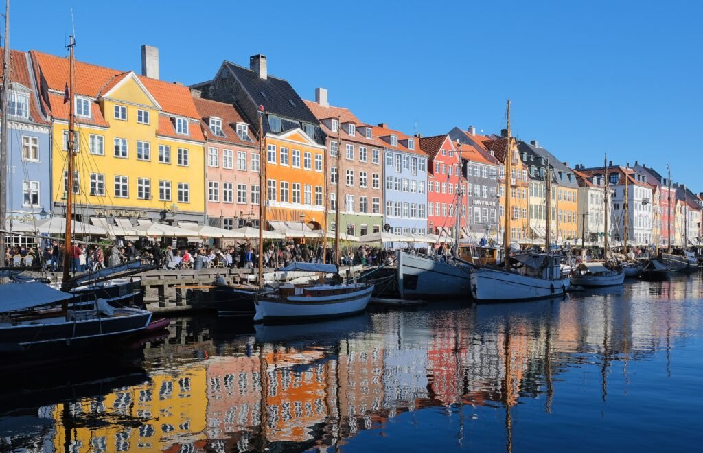 Nyhavn harborfront with colorful buildings in central Copenhagen