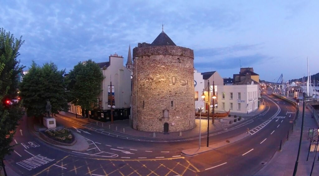 Reginald’s Tower beside the quays and River Suir in Waterford, Ireland