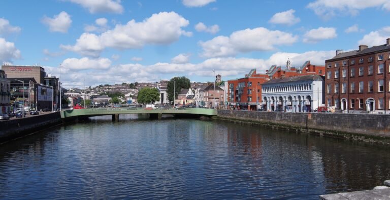 River Lee channel and bridge in central Cork, Ireland