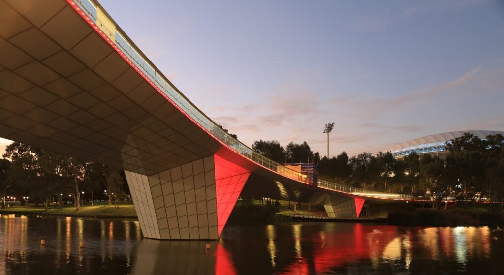Riverbank Pedestrian Bridge leading toward Adelaide Oval