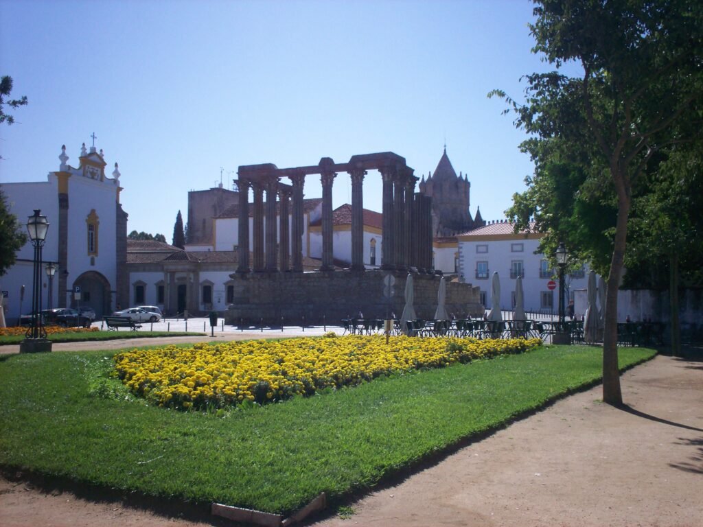 Roman Temple beside Jardim de Diana in Évora