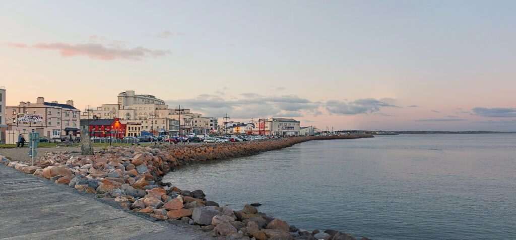 Salthill waterfront and Galway Bay beside the promenade